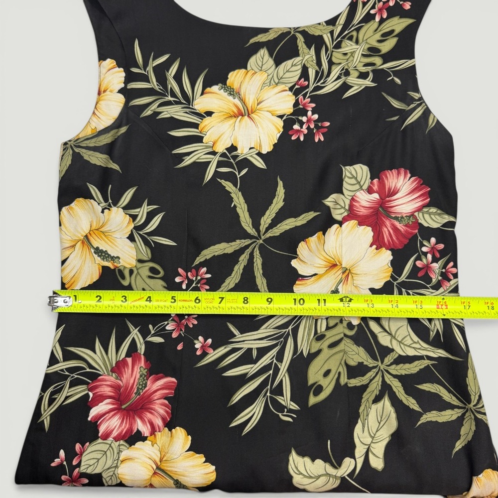 Tommy Bahama Silk Shift Dress Womens 6 Black Tropical Hibiscus Floral Hawaiian - Picture 12 of 15